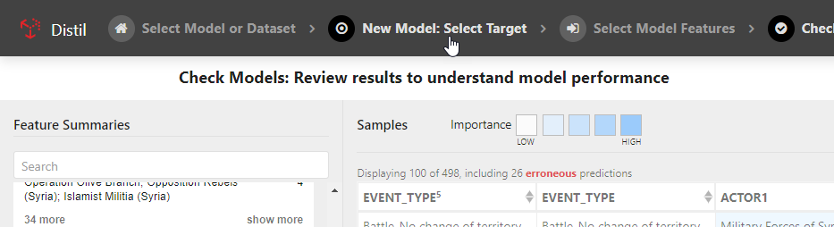 Return to Select to refine the models