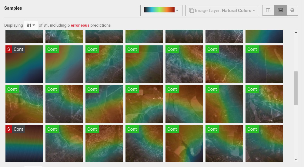 Natural color images with sample predictions
