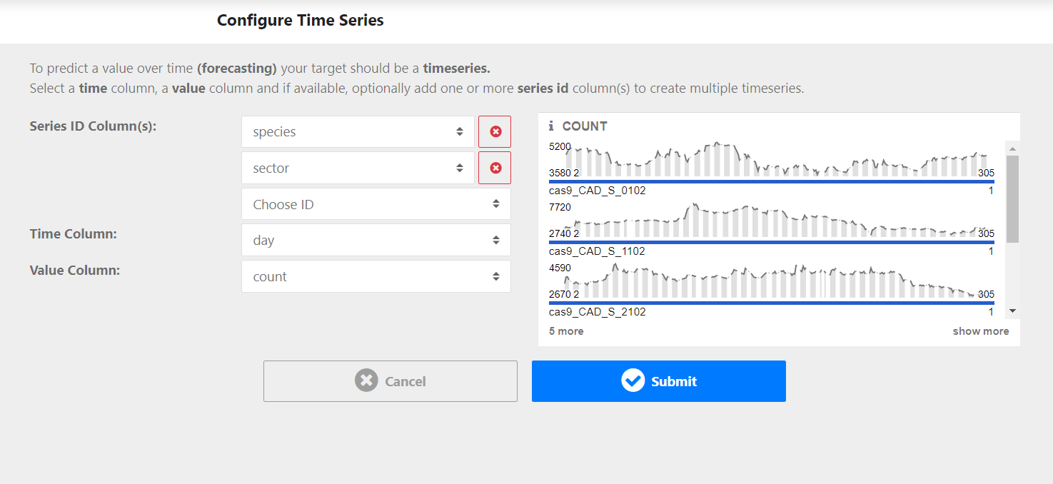 Build a timeseries feature from available data columns