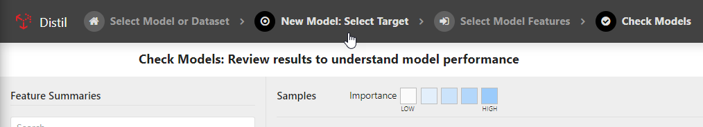 Return to Select to refine the models