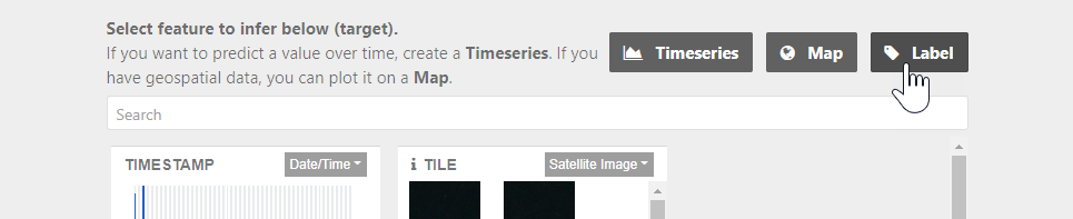 Click Label to create a new label feature for the satellite imagery